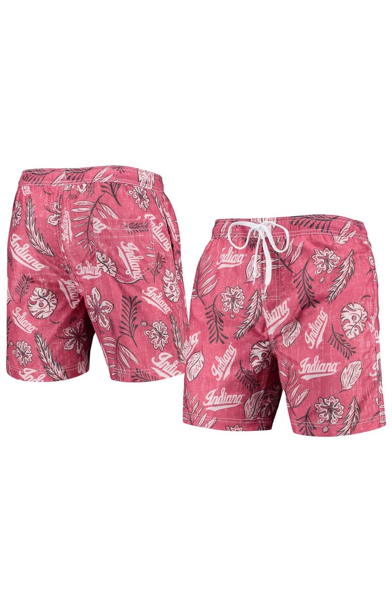 Wes & Willy Men's Wes & Willy Crimson Indiana Hoosiers Vintage Floral Swim Trunks, Alternate, color, 