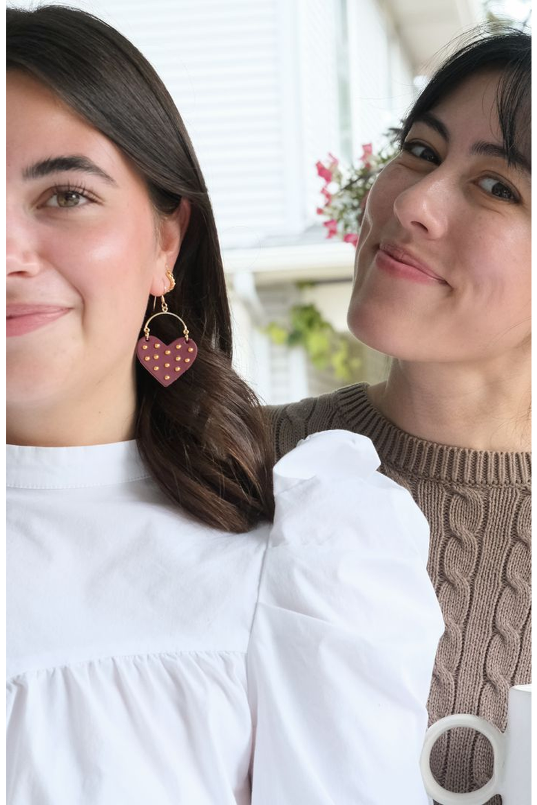 Studded Harlow Earrings, Alternate, color, Burgundy / Gold