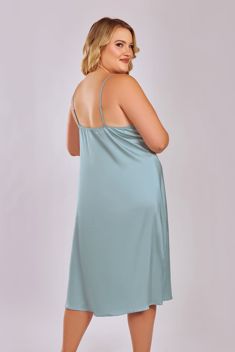 Satin Nightgown with Adjustable Straps, Alternate, color, Sage