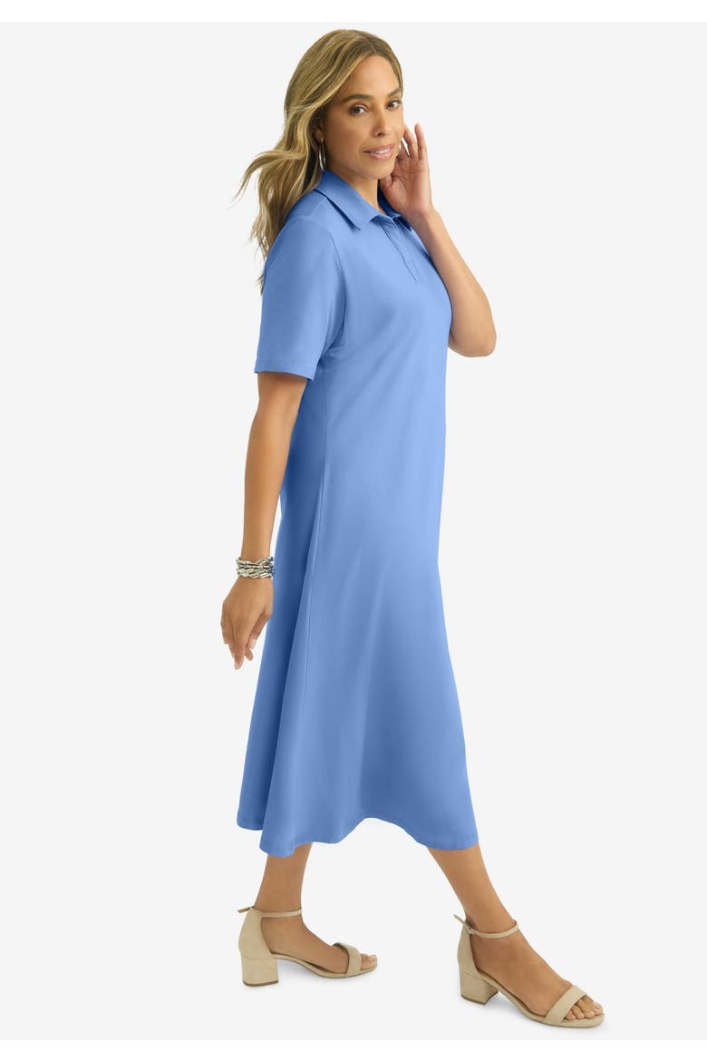 Stretch Cotton Notch Neck Midi Dress, Alternate, color, FRENCH BLUE