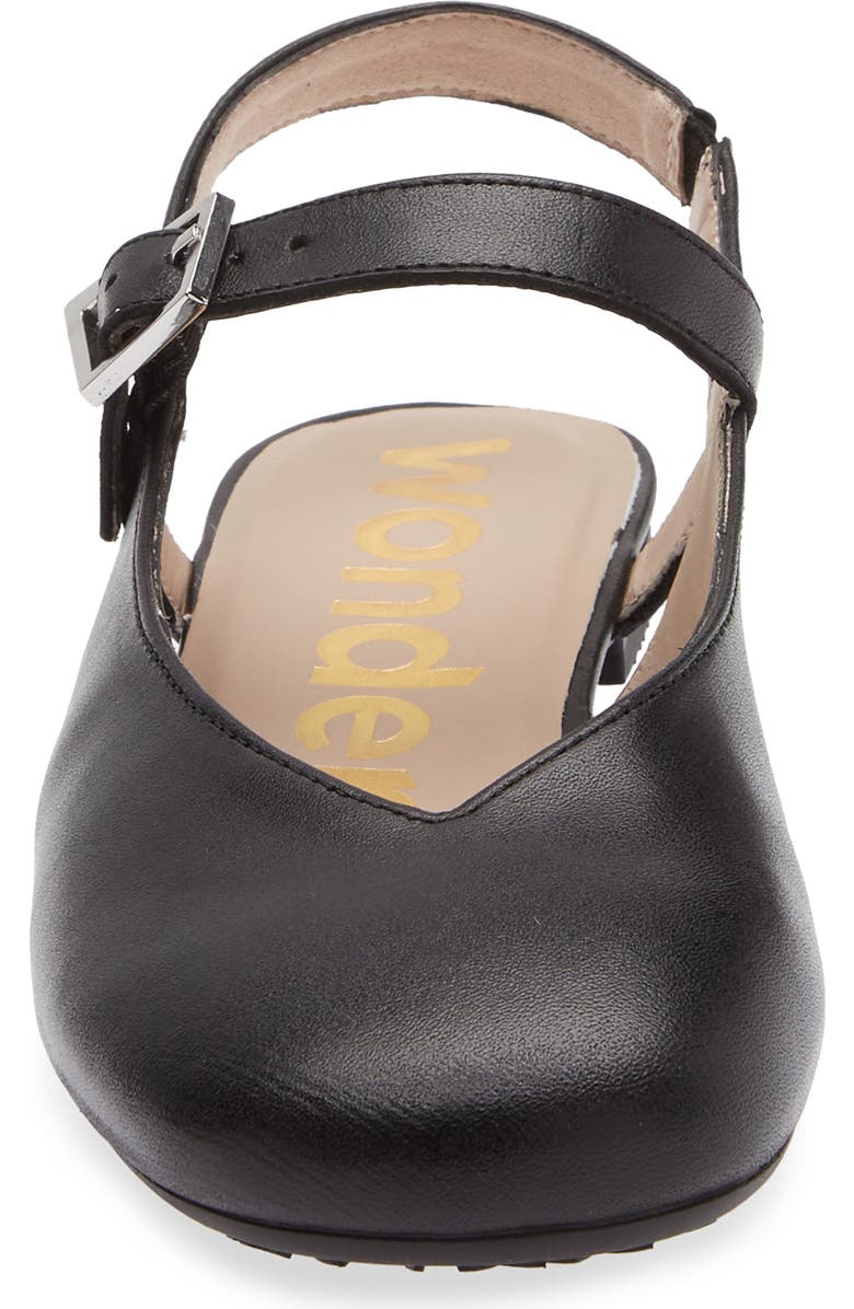 Wonders Round Toe Slingback Flat, Alternate, color, Sauv.black