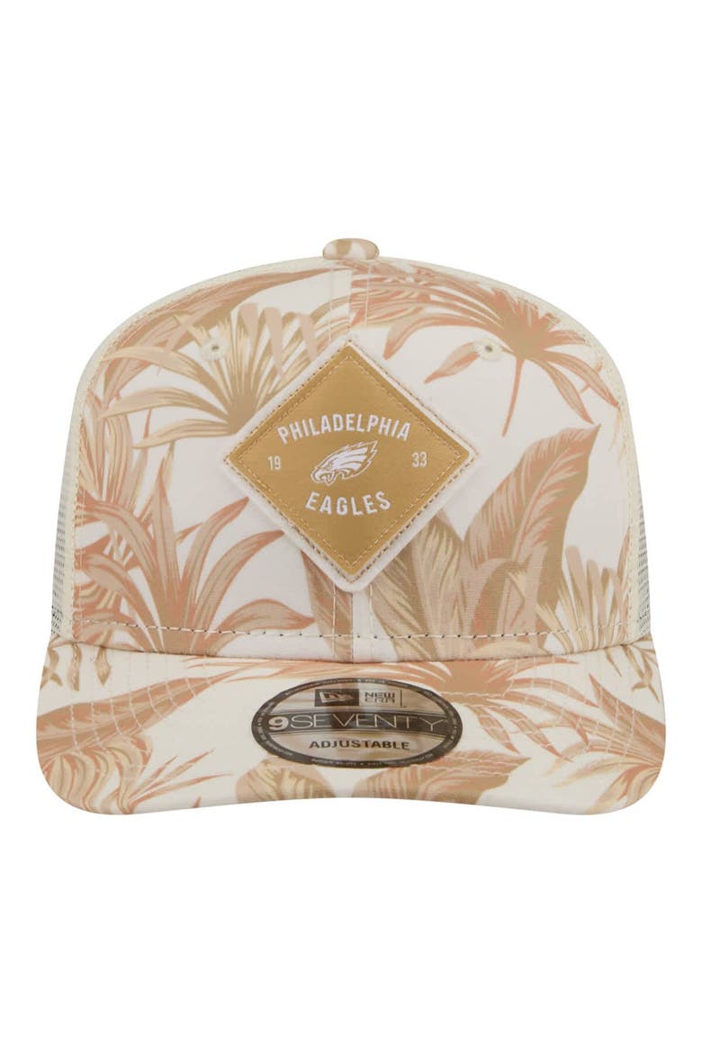 Men's New Era  Tan Philadelphia Eagles Tonal Palm COOLERA 9SEVENTY Adjustable Trucker Hat, Alternate, color, Tan