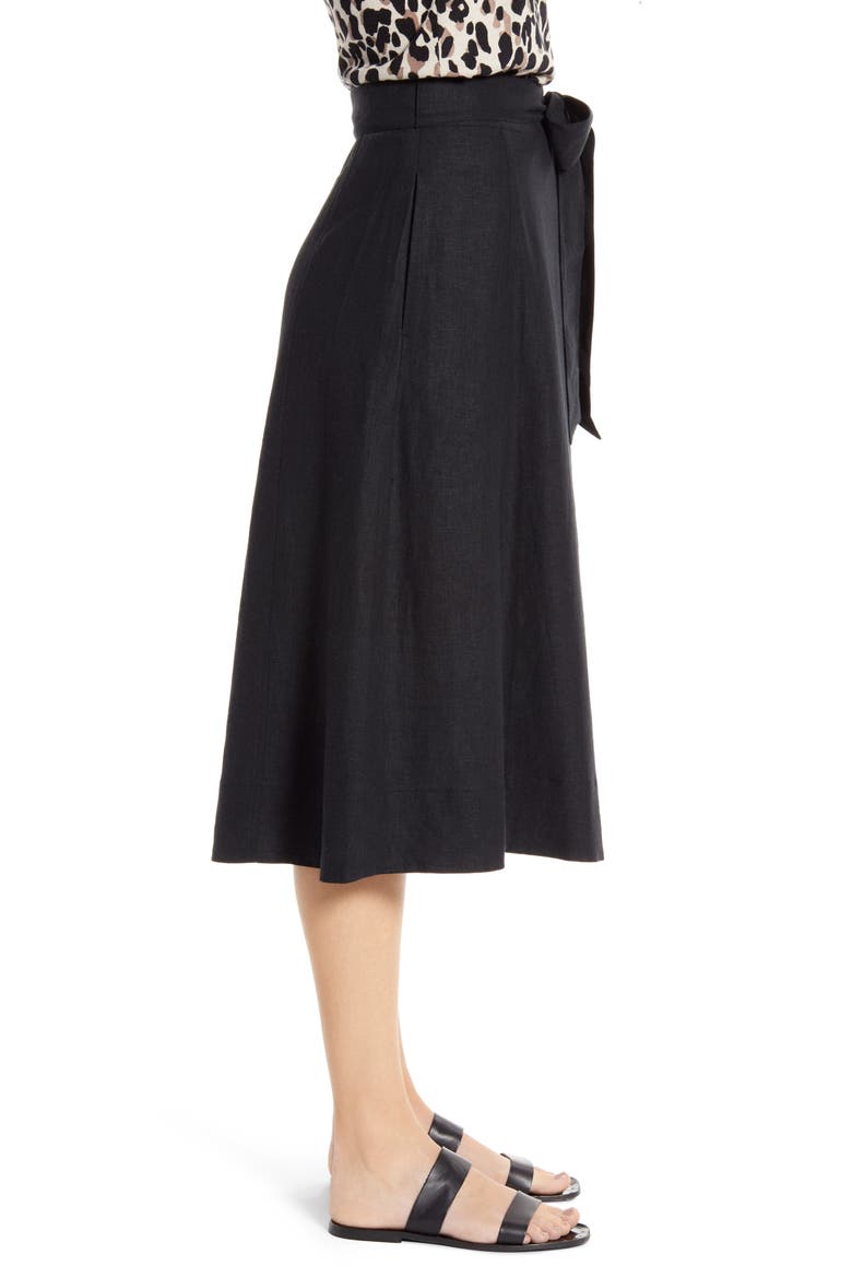 Side Slit Midi Skirt, Alternate, color, BLACK
