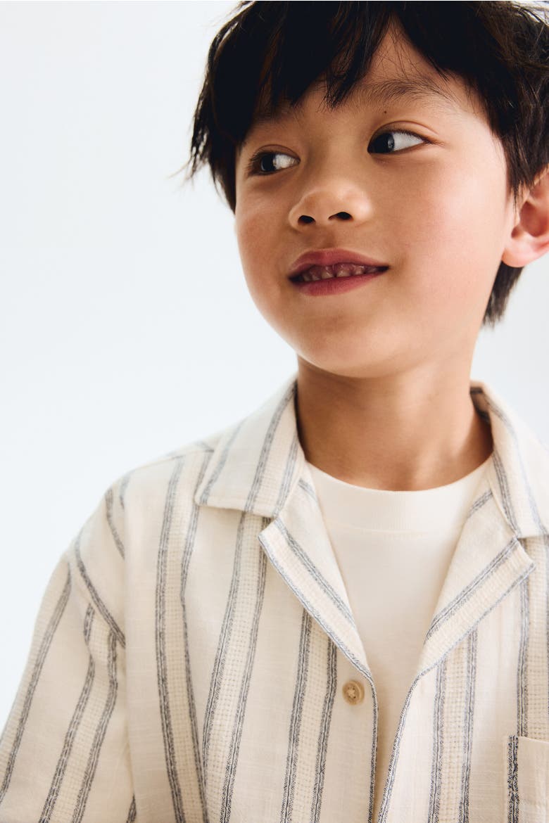 Cotton-blend Resort Shirt, Alternate, color, White/striped
