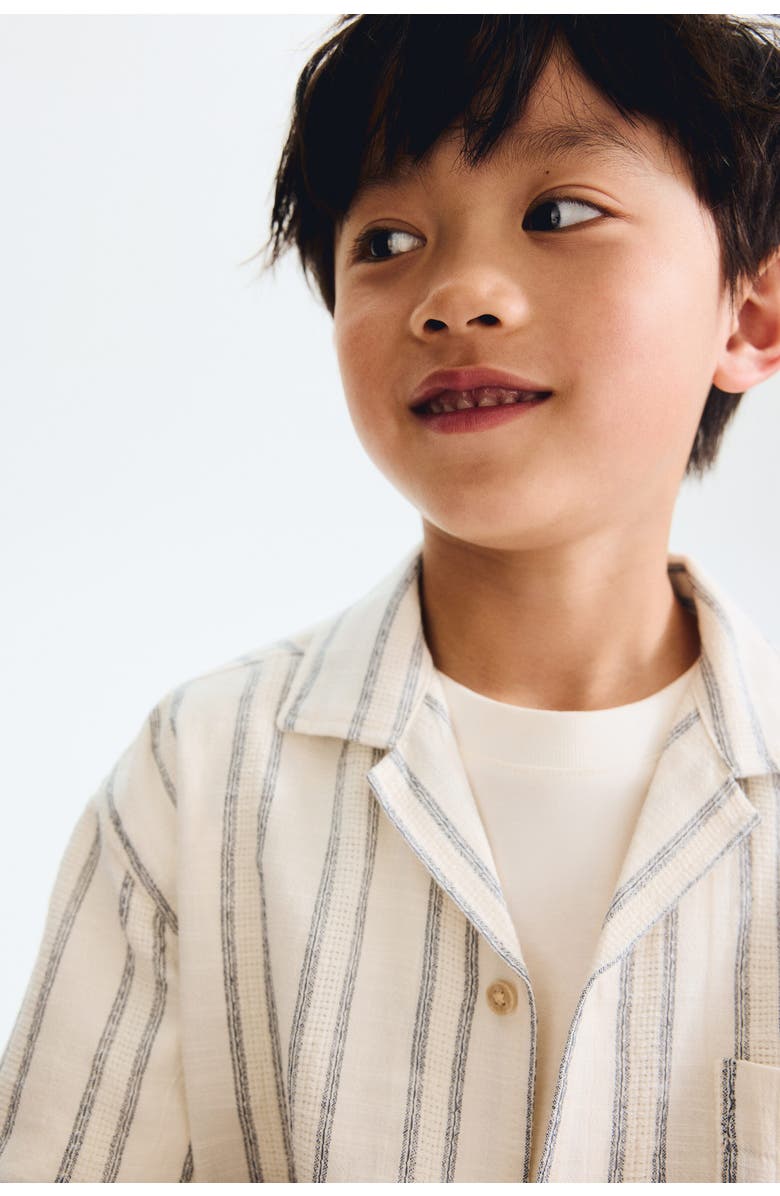 H&M Cotton-blend Resort Shirt, Alternate, color, White/Striped