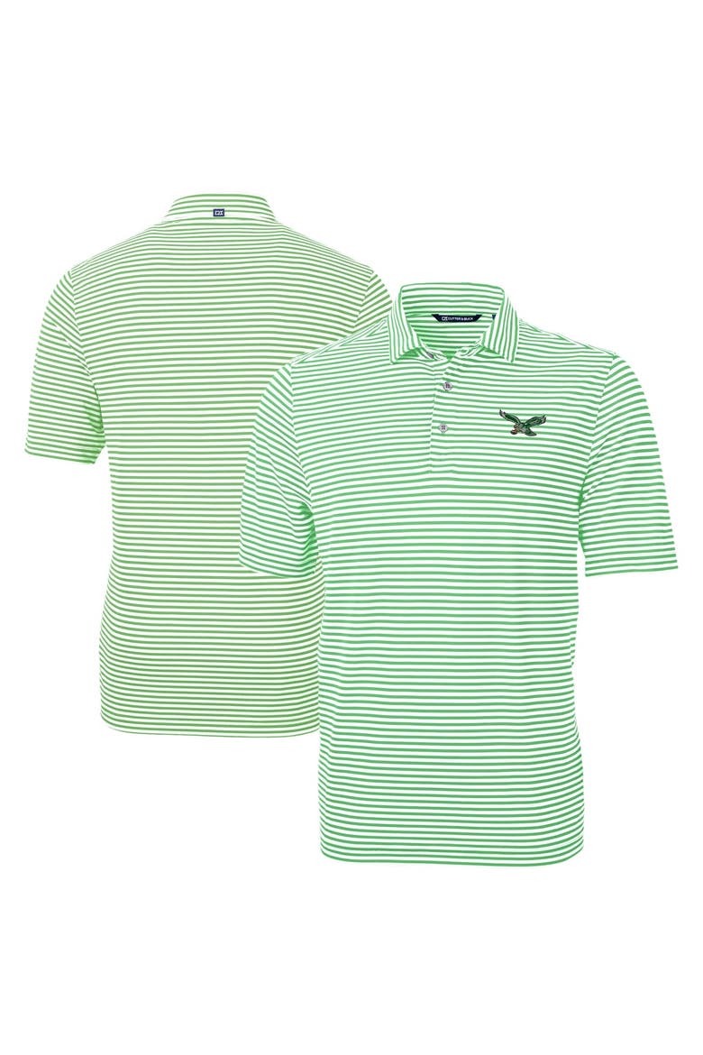 Men's Cutter & Buck Kelly Green Philadelphia Eagles  Virtue Eco Pique Stripe Recycled Polo, Main, color, Kelly Green