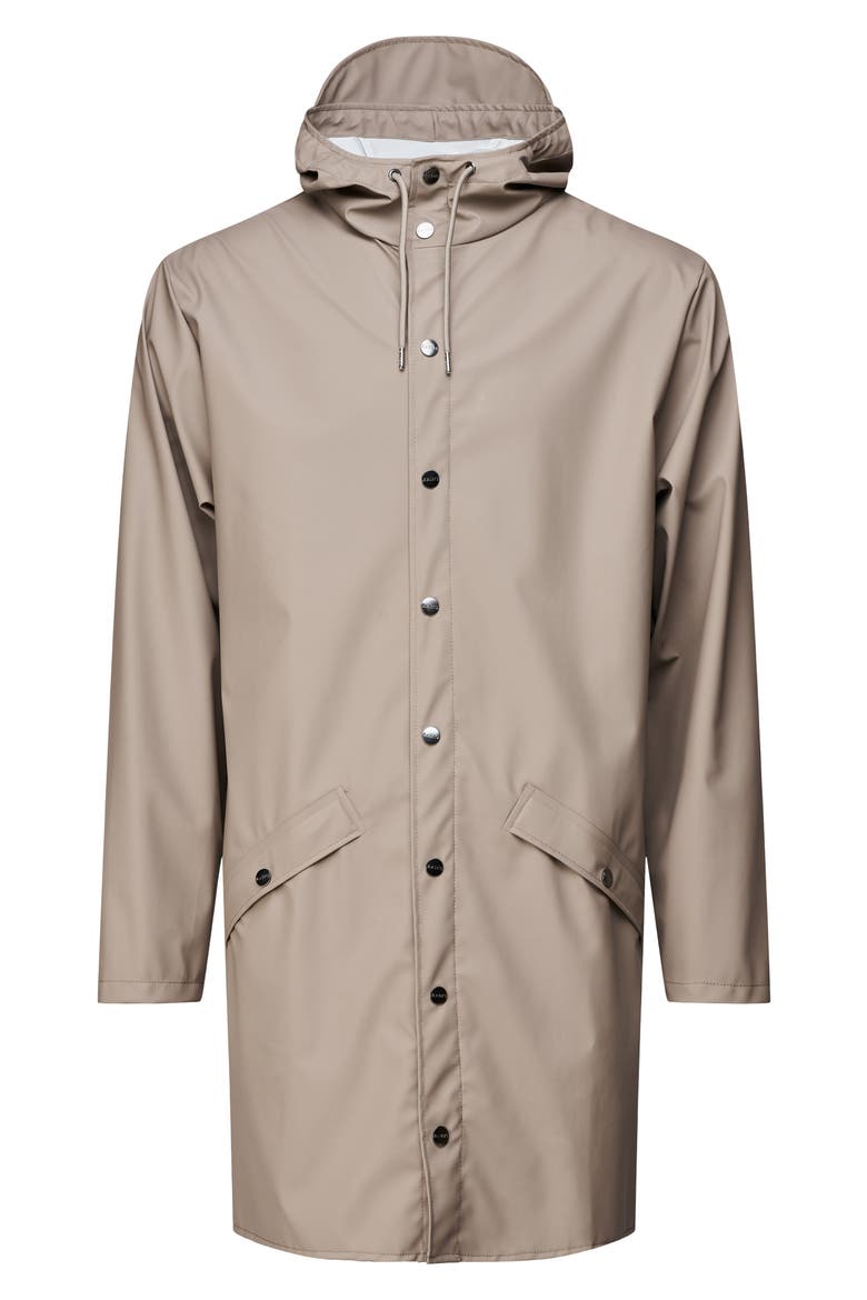 Waterproof Hooded Long Rain Jacket, Alternate, color, TAUPE