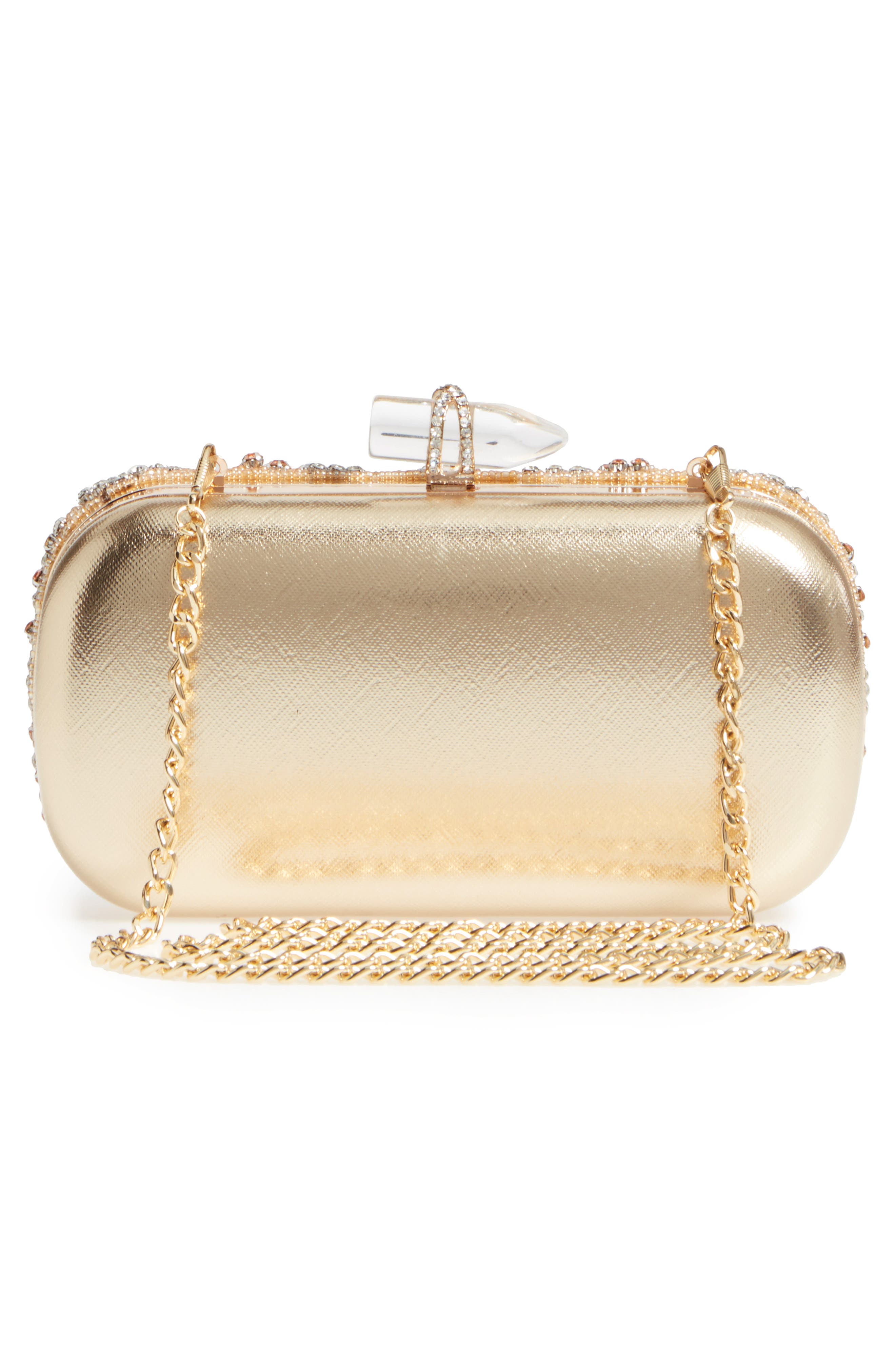 Gelsey Crystal Embellished Minaudière, Alternate, color, GOLD MULTI