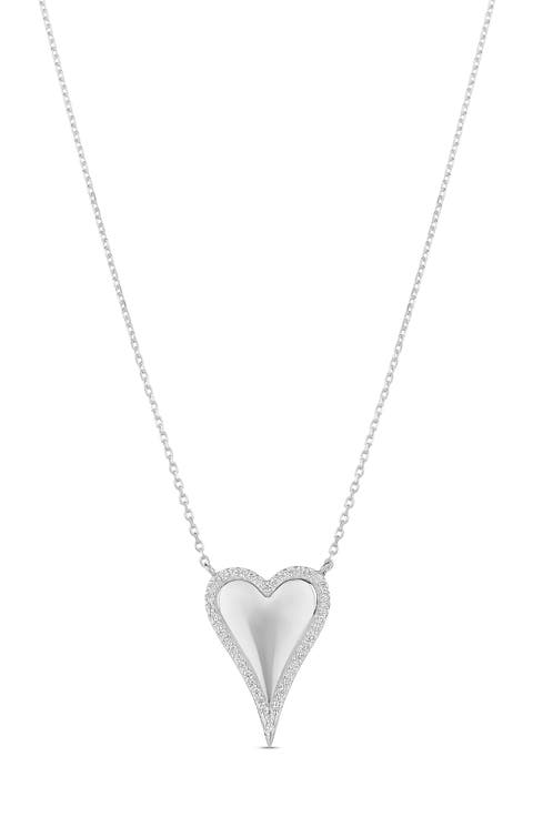 Cubic Zirconia Pavé Heart Pendant Necklace