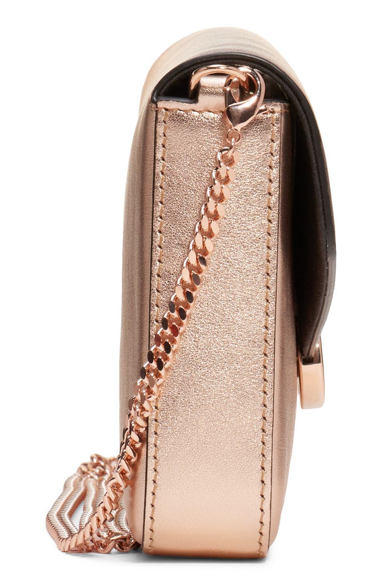 Fendi Metallic Leather Wallet on a Chain, Alternate, color, 