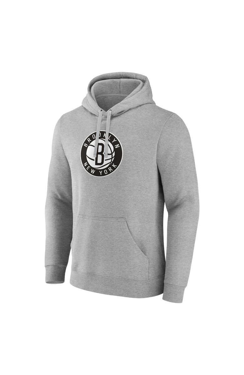 FANATICS Men's Fanatics Heather Gray Brooklyn Nets Primary Logo Pullover Hoodie, Alternate, color, Heather Gray