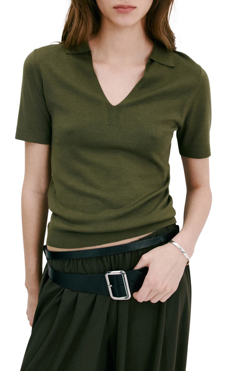 MANGO Johnny Collar Polo, Main, color, Khaki Green