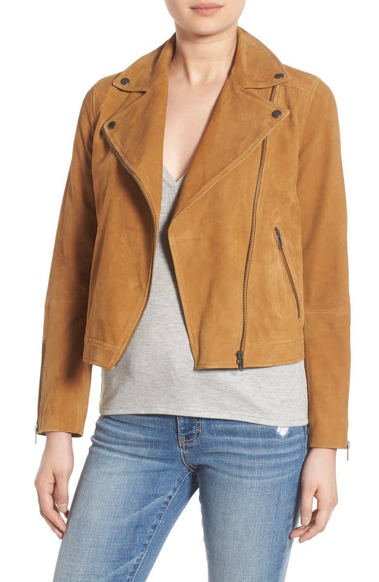 Sun & Shadow Suede Crop Moto Jacket, Main, color,