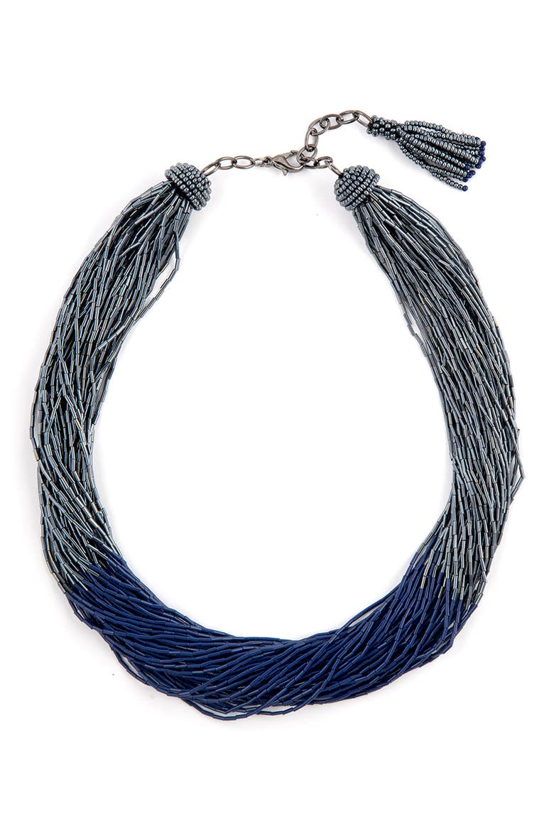 Loretta Beaded Layered Necklace, Alternate, color, GUNMETAL