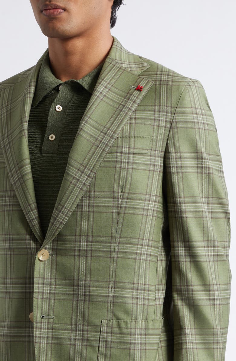 ISAIA Delain Check Wool Sport Coat, Alternate, color, Verde Segr 600