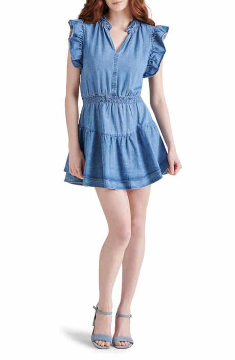 Steve Madden Prairie Dreams Flutter Sleeve Denim Minidress