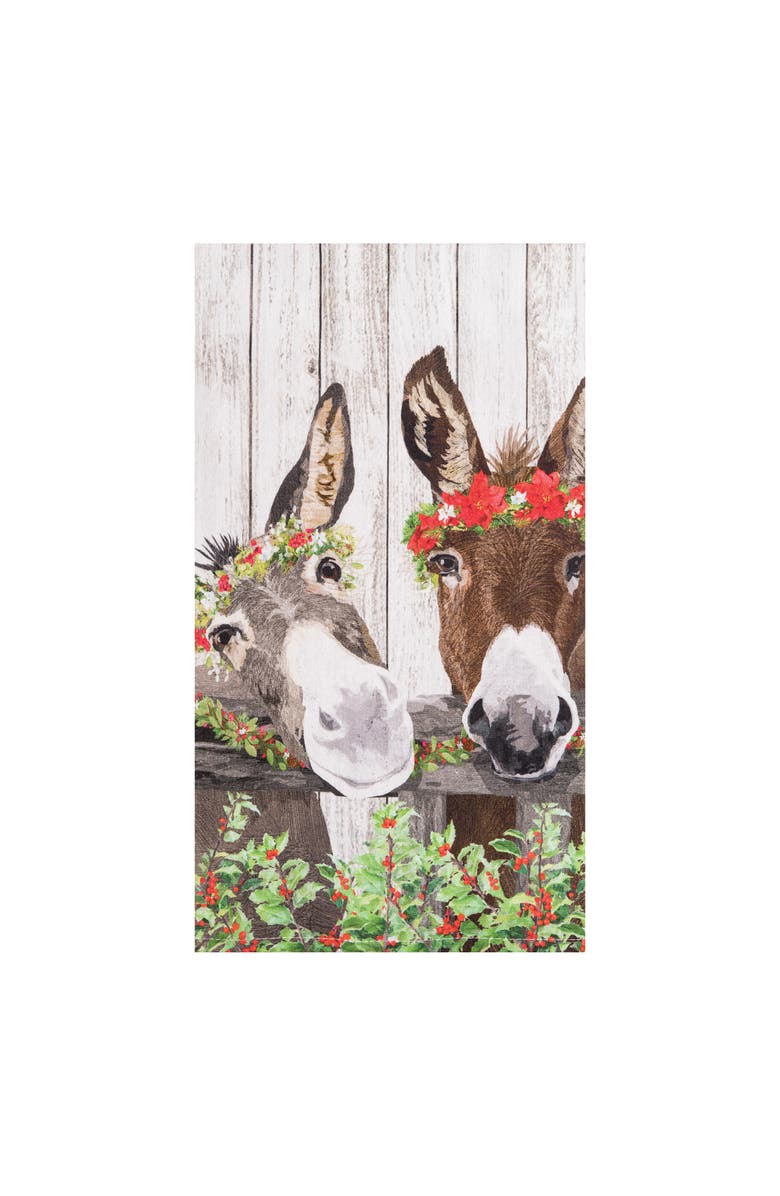 C&F Home Christmas Donkeys Printed 100% Cotton Flour Sack Dishtowel, Alternate, color, Off-White