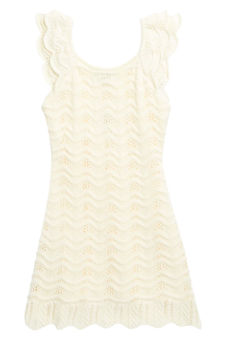 Kids' Flutter Sleeve Open Stitch Dress, Main, color, EGRET