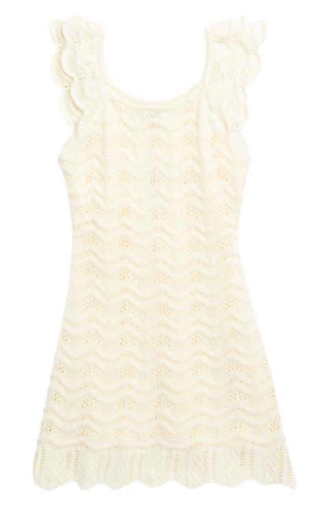 Kids' Flutter Sleeve Open Stitch Dress