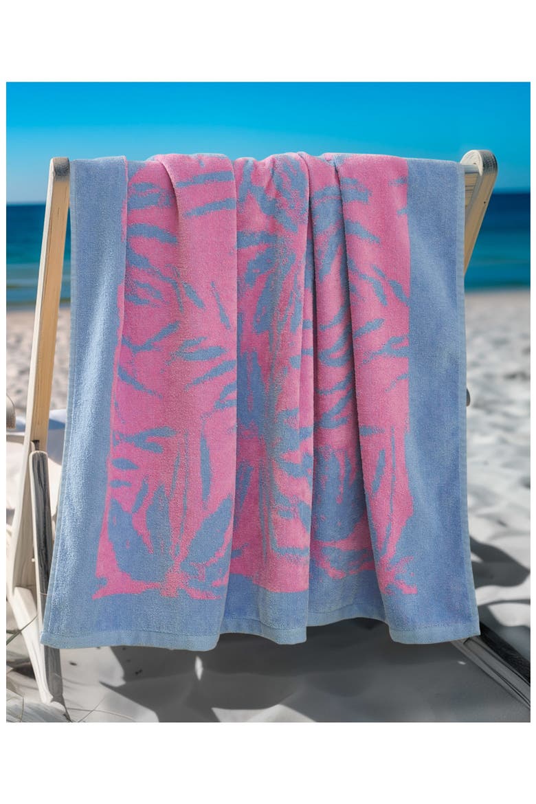 Palm Bliss Cotton Beach Towel, Alternate, color, PALM BLISS