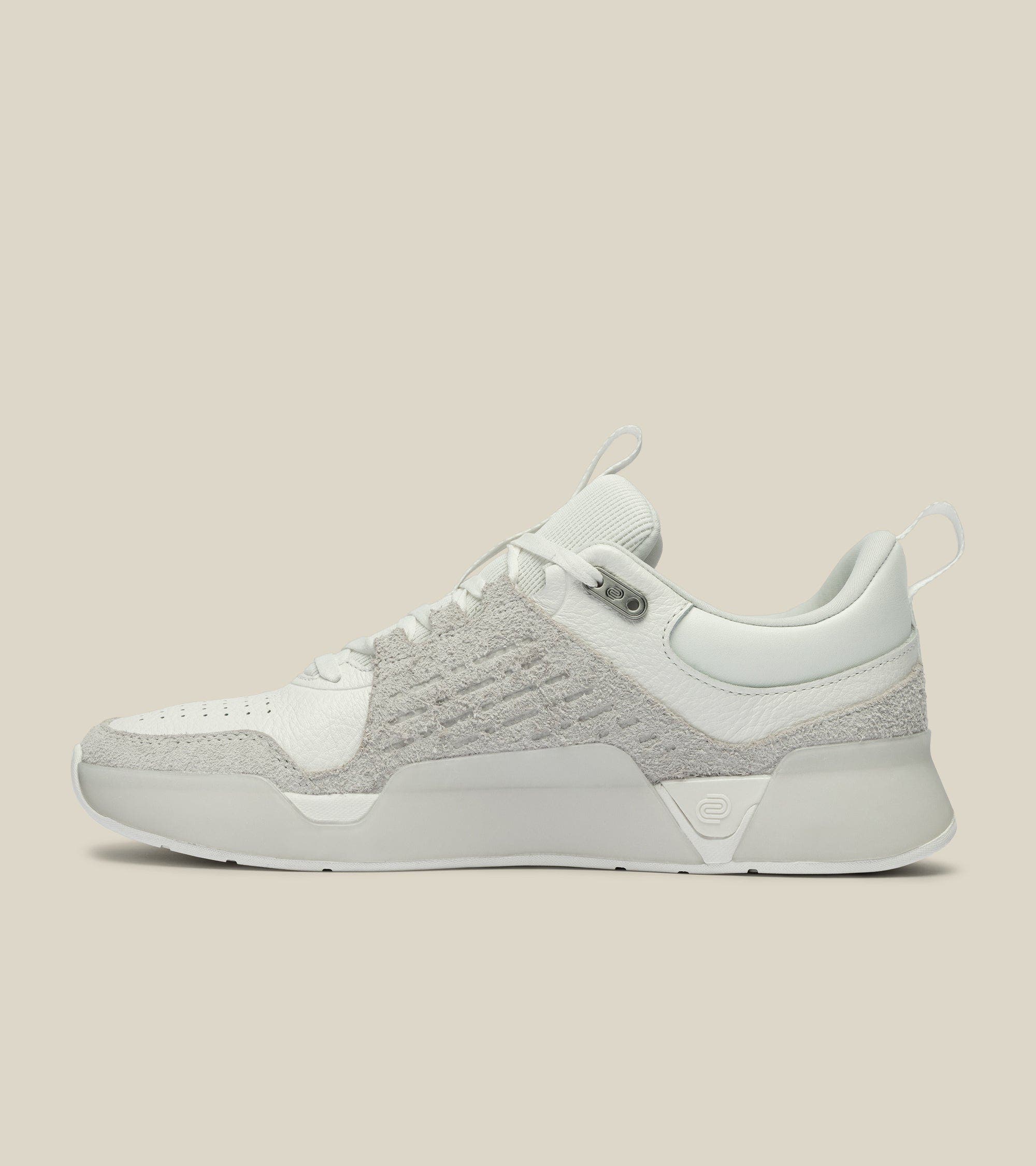 Leather Trainer, Alternate, color, White
