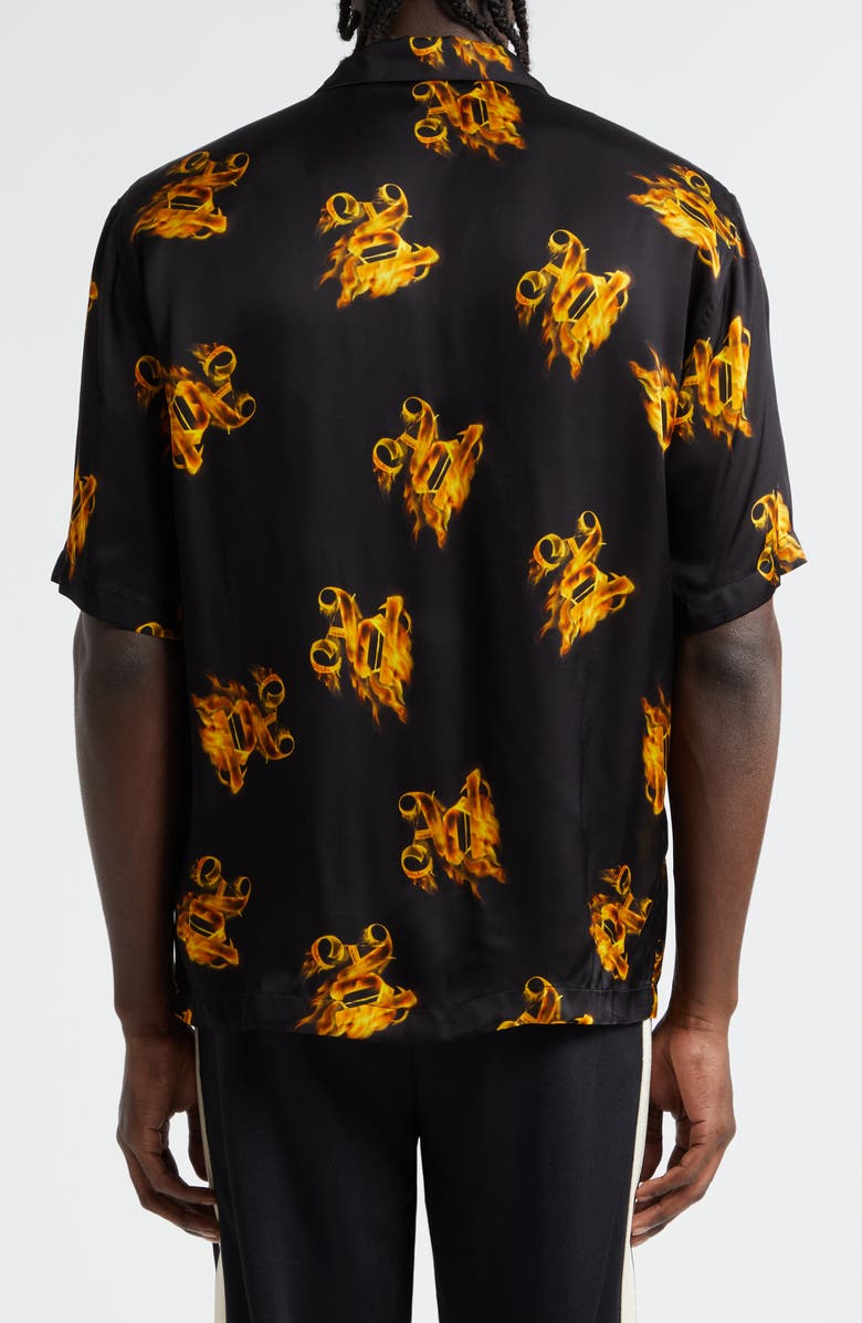 Palm Angels Burning Monogram Camp Shirt, Alternate, color,