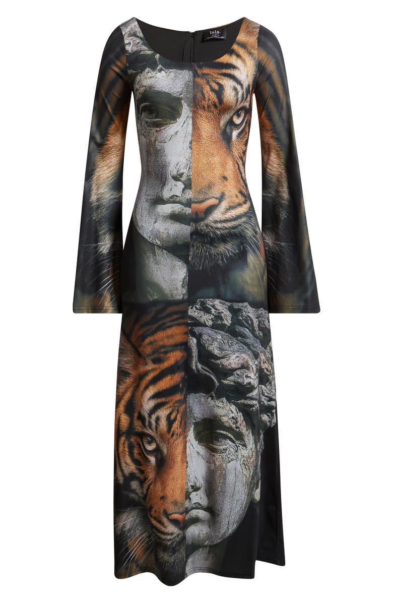 Dressed in Lala You Are Art Long Sleeve Maxi Dress, Alternate, color, Black/ Tiger