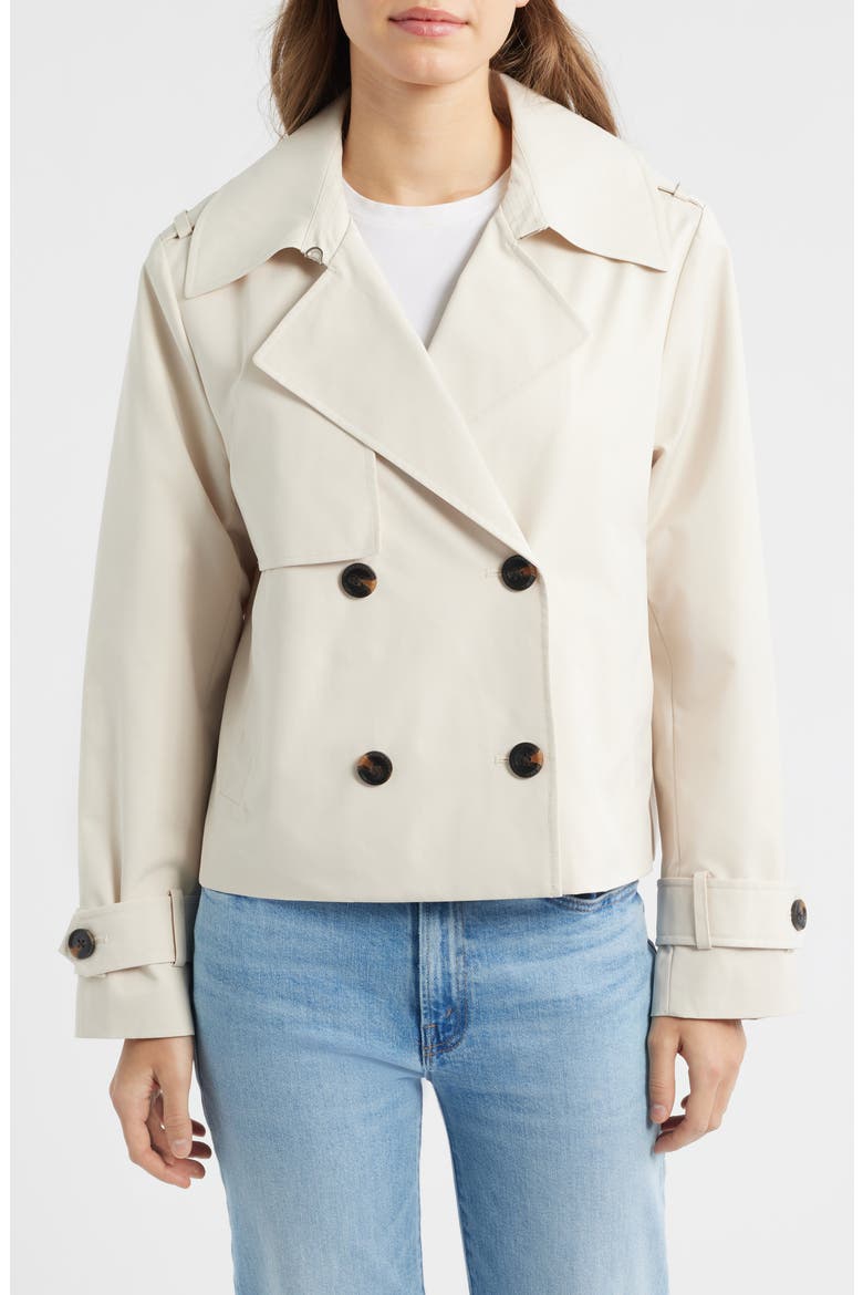 Floral Lining Short Trench Coat, Main, color, VANILLA