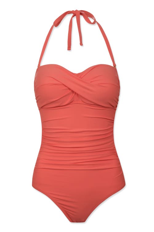 Helen Jon Twist Bandeau One-piece In Coral