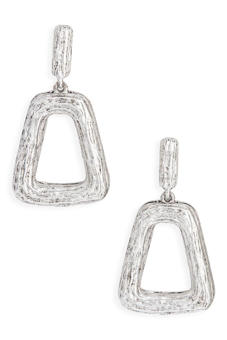 Chunky Trapezoid Link Drop Earrings, Main, color, SILVER