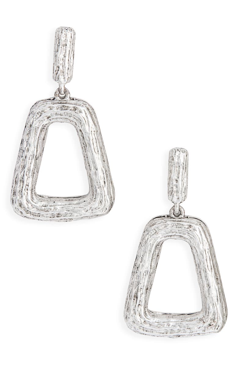 Karine Sultan Chunky Trapezoid Link Drop Earrings, Main, color, Silver