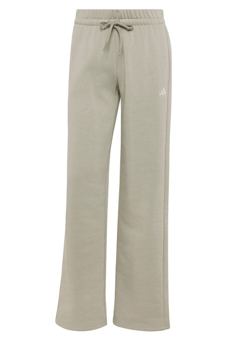 Wide Leg Fleece Joggers, Alternate, color, SILVER PEBBLE/ WHITE