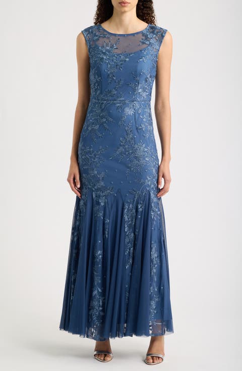 Embroidered Trumpet Gown