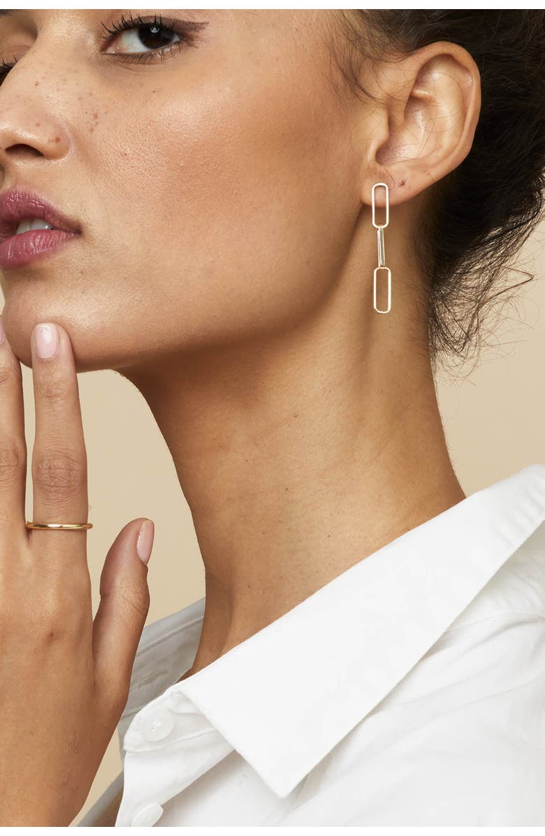 Oradina 14K Yellow Gold Venice Link Bold Drop Earrings, Alternate, color, Yellow Gold