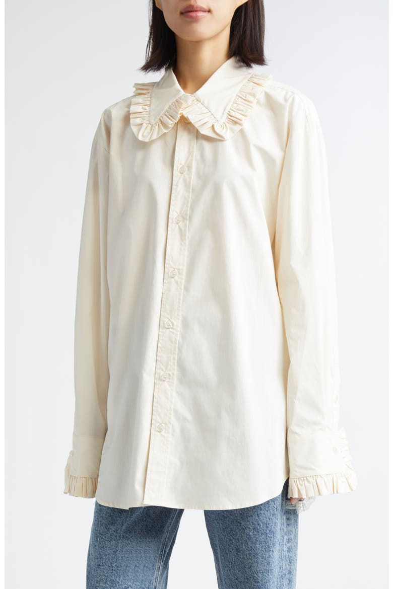 Gender Inclusive Pippa Ruffle Button-Up Shirt, Alternate, color, IVORY