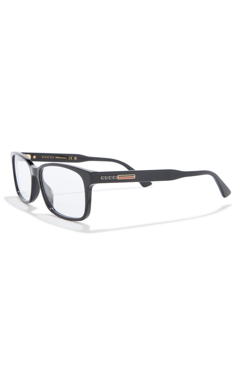 Gucci 55mm Square Optical Frames, Alternate, color, Black Black Transparent