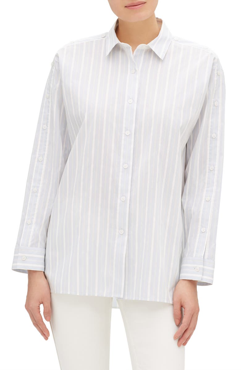 Lafayette 148 New York Trinity Boulevard Stripe Blouse, Main, color, 