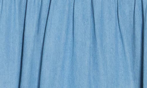 BLU PEPPER BLU PEPPER CAP SLEEVE SMOCKED TIERED CHAMBRAY MIDI DRESS 