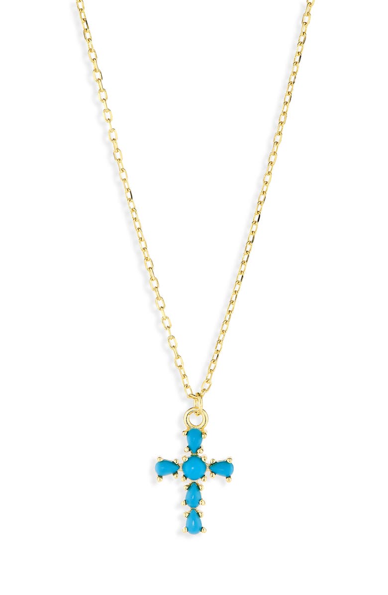 ARGENTO VIVO Turquoise Cross Pendant Necklace, Alternate, color, Gold