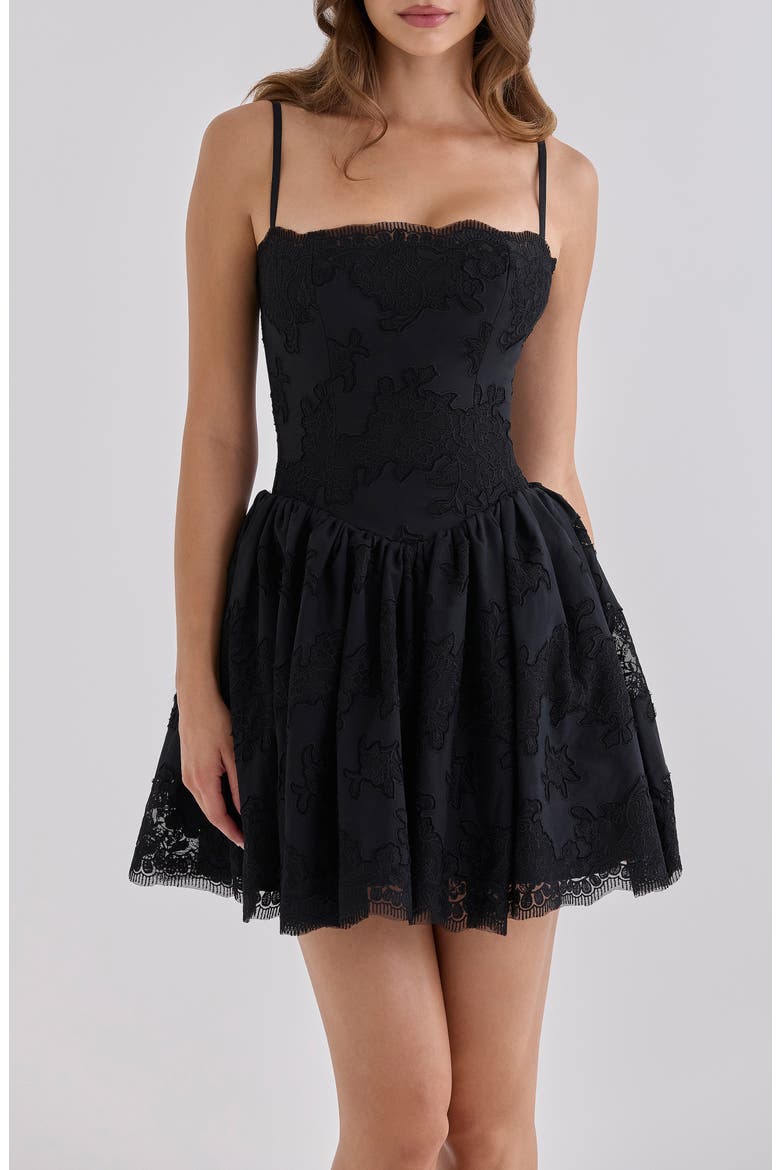 Chloe Broderie Anglaise Minidress, Alternate, color, BLACK