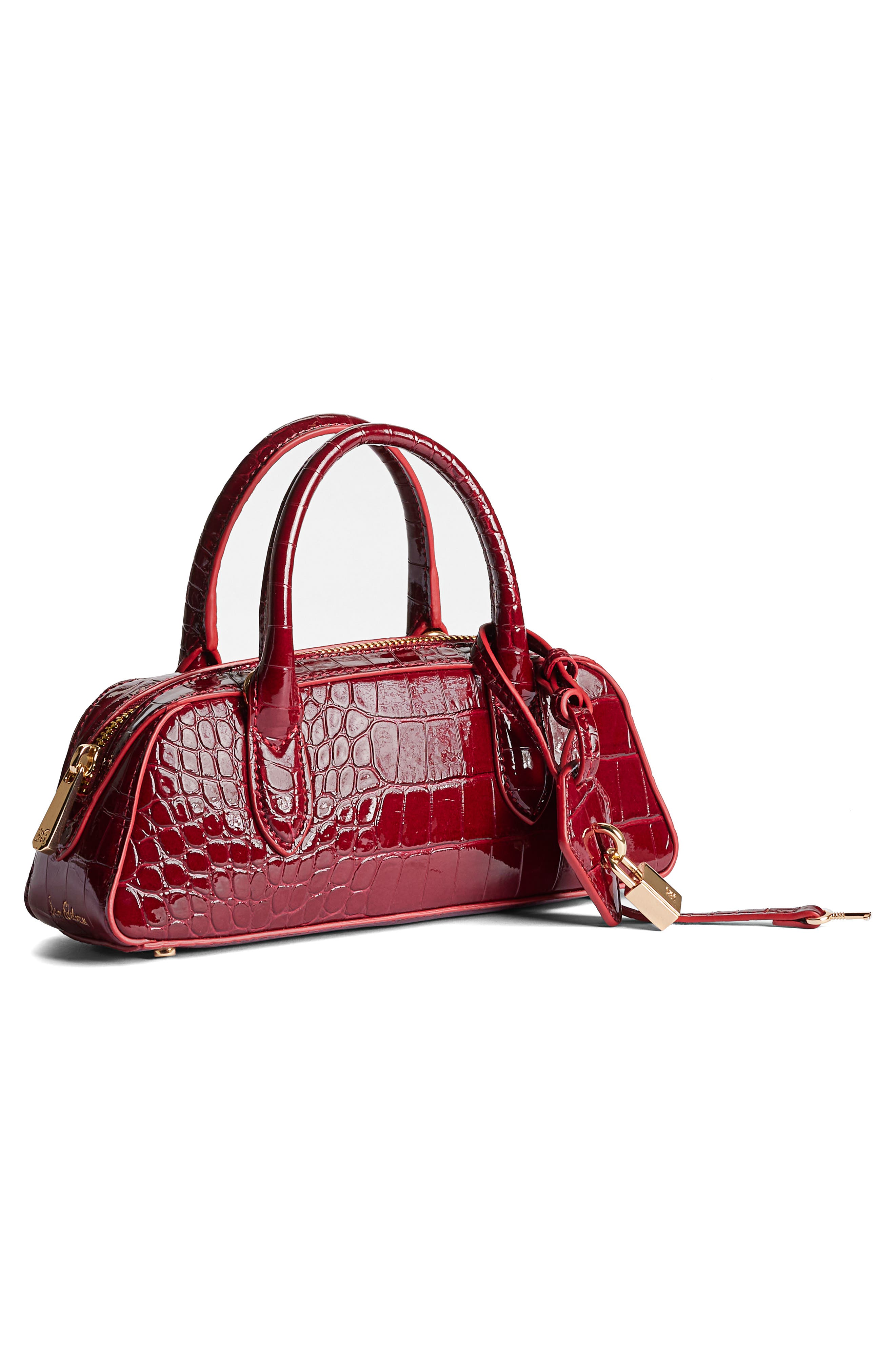 Sam Edelman Micro Nori Faux Leather Bowler Satchel, Alternate, color, Bordeaux