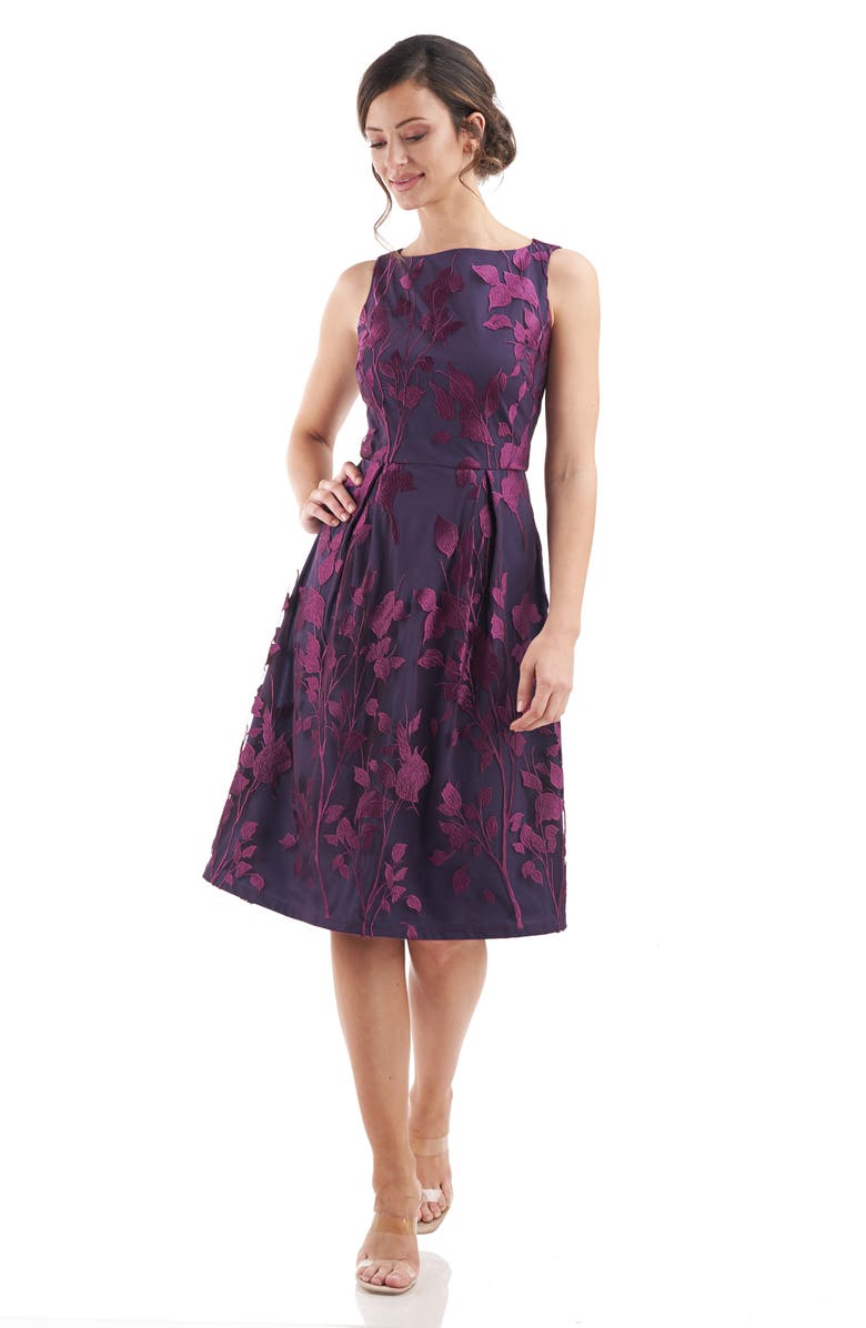 JS Collections Diana Embroidered Mesh Cocktail Dress, Alternate, color, 