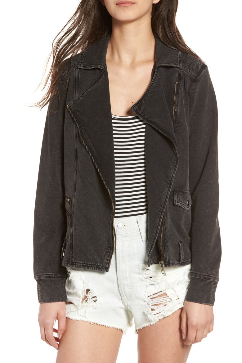 Knit Moto Jacket, Main, color, BLACK