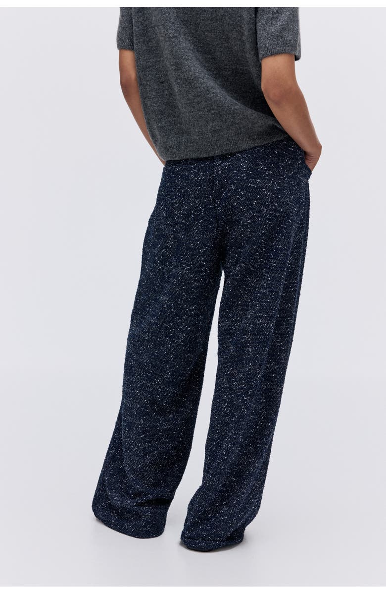 H&M Bouclé Trousers, Alternate, color, Navy Blue Melange