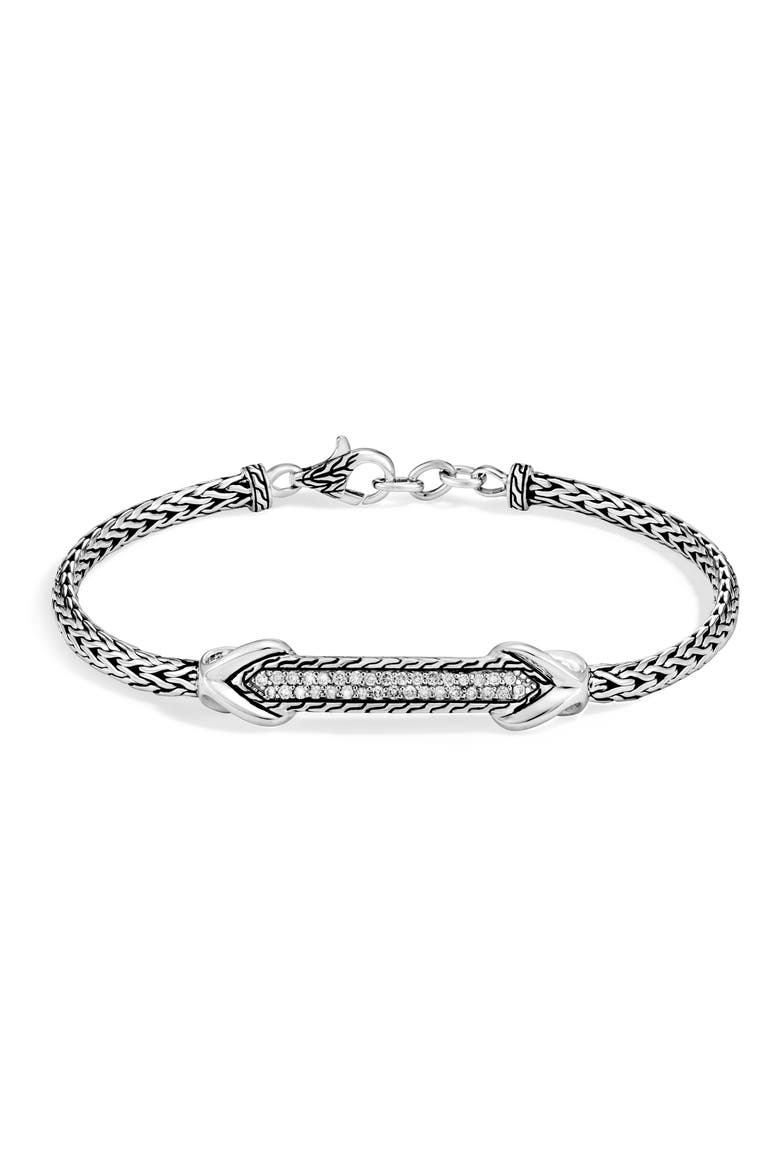 Asli Classic Chain Pavé Station Bracelet, Main, color, SILVER/ DIAMOND