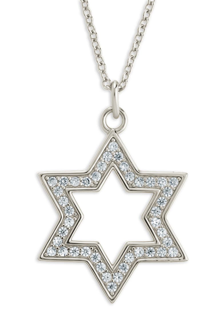 Pave Star of David Pendant Necklace, Main, color, SILVER