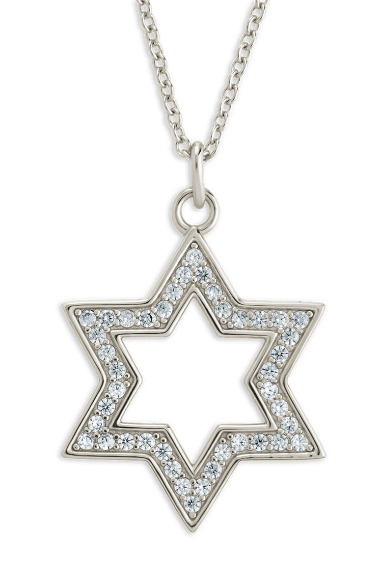 Sterling Forever Pave Star of David Pendant Necklace, Main, color, 