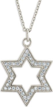 Sterling Forever Pave Star of David Pendant Necklace