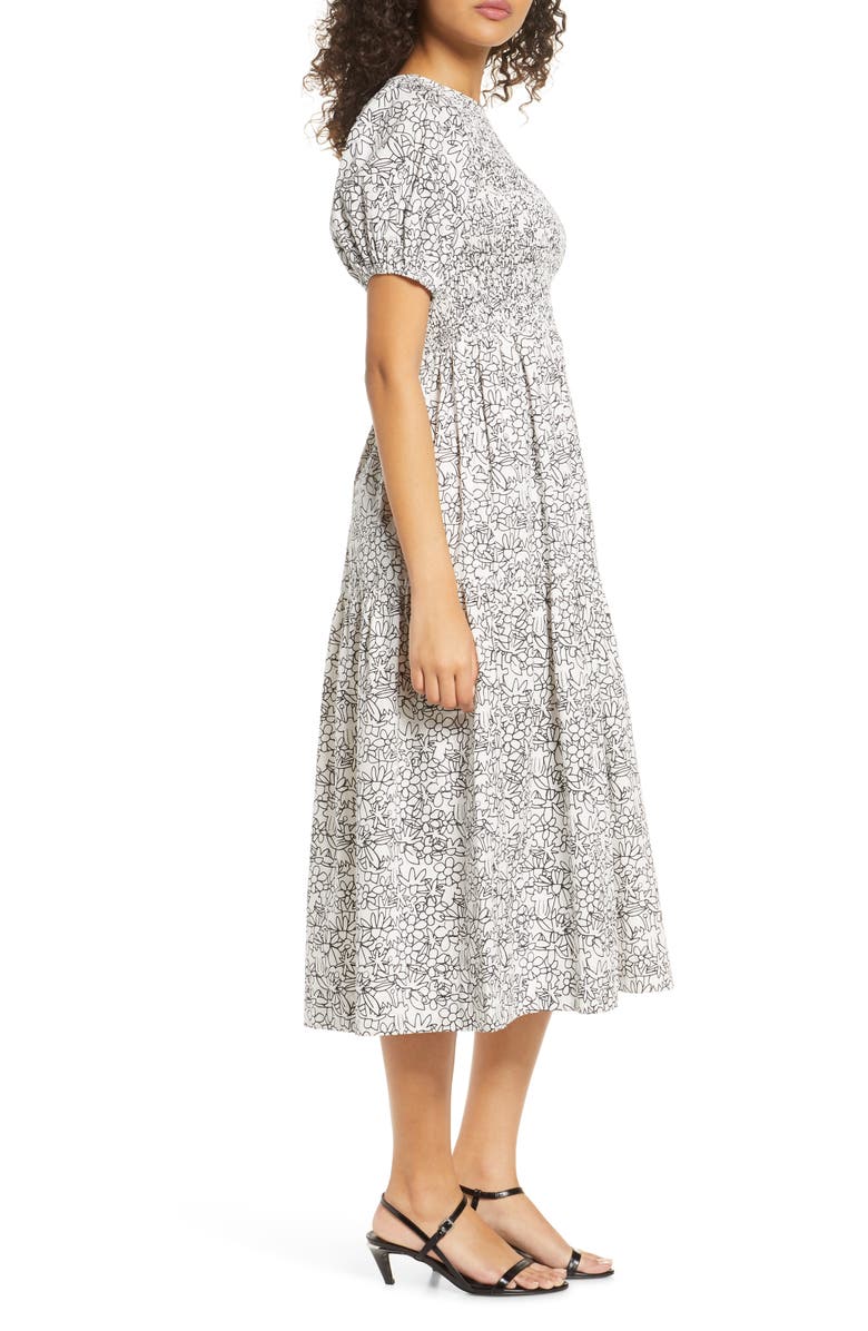 S/W/F Treasure Puff Sleeve Cotton Midi Dress, Alternate, color,