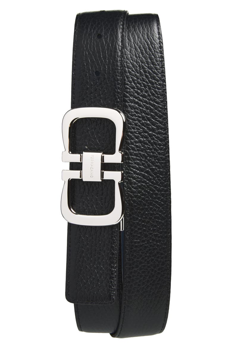 Double Adjustable Reversible Leather Belt, Alternate, color, NEW NAVY NERO